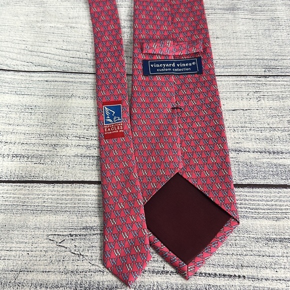 Vineyard Vines Custom Republic Eagles Pink 100% Silk Tie - Picture 2 of 5